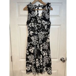 S 4‎ Floral Ruffle Flowy Tie Sleeveless Midi Dress